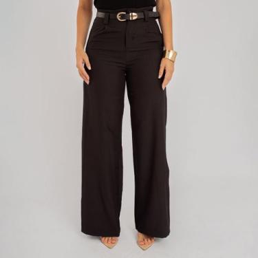 Imagem de Calça susie pantalona com cinto feminina - Susie Modas, Preto, P