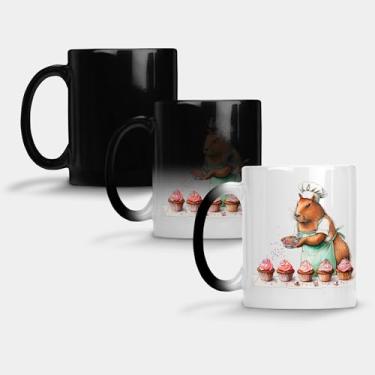 Imagem de Caneca Magica Porcelana Muda de Cor - 325ml - CAPIVARA MAMAE BOLO 1