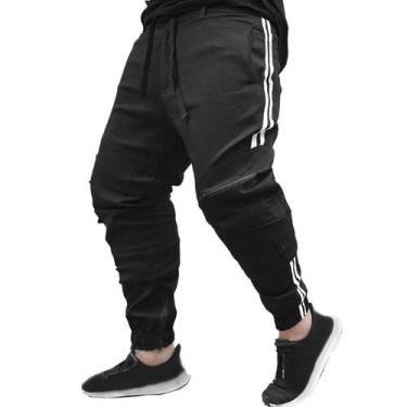 Imagem de Calça Jogger Masculina PRETA Cargo Linha Lateral PLUS SIZE - Art Still