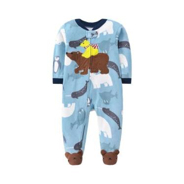 Imagem de Macacão Bebê Footed Quentinho - Micro Polar de Raposa - Tamanho RN-12M