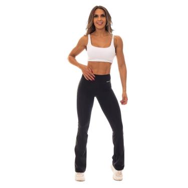 Imagem de Calça Legging Flare Treino Fitness Poliamida Toque Gelado Média Compressão Modeladora UV50+-Feminino