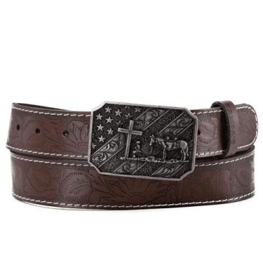 Imagem de Cinto Masculino Country Entalhado Estilo Texano Cowboy na Cruz - Pampa