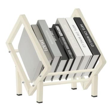 Imagem de PATIKIL Estante de mesa de aço inoxidável de 30 cm, estante de mesa, organizador de livros, prateleira de mesa, suporte de disco de vinil para armazenamento, gravação de livros, revistas, CDs, branca