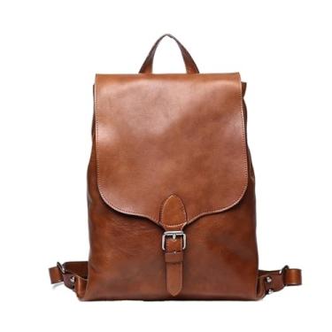 Imagem de Mochila feminina de couro, bolsa vintage para homens, mochila de viagem de qualidade, bolsa para laptop de 12 polegadas(Vinatge Brown)