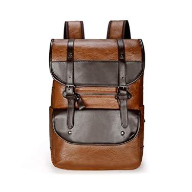 Imagem de Mochila Masculina Mochila De Couro Grande Mochila Para Laptop Para Homens Mochila Escolar Retrô Para Adolescentes Meninos Bolsa De Viagem(Auburn)