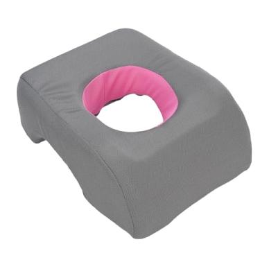 Imagem de Travesseiro facial, travesseiro macio e confortável para dormir, travesseiro de massagem para cama, travesseiro portátil para apoio de cabeça para viagens em casa (Rosa cinza)