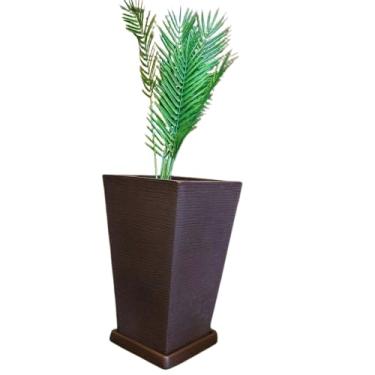 Imagem de Vaso De Planta Coluna Quadrada Com Prato G (marrom)