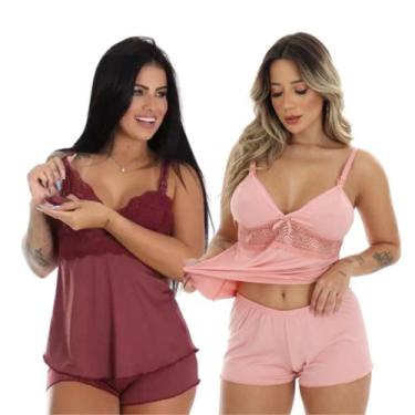 Imagem de Kit 2 Baby Doll Amamentação Feminino Maternidade Gestante Abre Fácil P