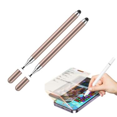 Imagem de KIT com 2 Caneta Stylus Touch Screen Universal 2 em 1 – Para Smartphones, Tablets, Ipad, Iphone, Telas Touchscreen Compatível com iOS e Android - ROSA GOLD