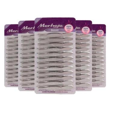 Imagem de Kit 5 Und Pinça De Aço Inox Merheje Conjunto 104 12 Und