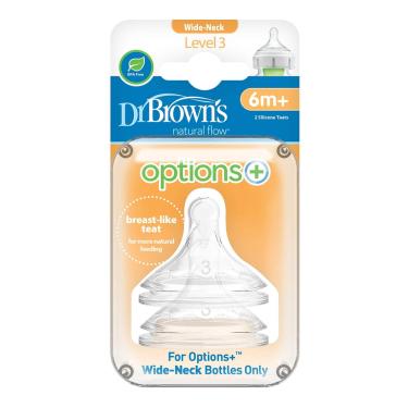 Imagem de Nipple Dr. Brown's Level 3 Wide Neck para mamadeira (pacote com 6)
