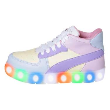Imagem de Tênis Led por Impacto Infantil Feminino Cano Médio Menina - Beakid, Am