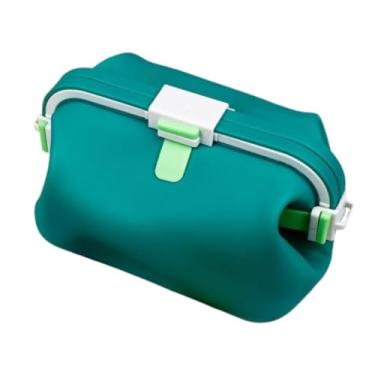 Imagem de YWJLQH Silicone Lunch Box Storage Storage Travel Bag Bento Box para caminhada, Verde Escuro