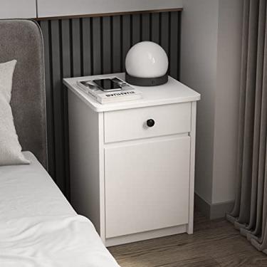 Imagem de Mesa de cabeceira para quarto pequeno armário de armazenamento ultra-estreito com gavetas 30 cm de largura simples moderno instalação manual armário casa crevice criado-mudo (branco 40 * 40 * 55 cm)