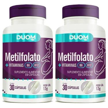 Imagem de Metilfolato + Vitaminas B6 e B12 30cps (1 ao dia) Duom  Kit 2 Frascos 