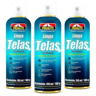 Imagem de Kit 3 Limpa Telas Uso Geral Auto Informática Proauto 150ml