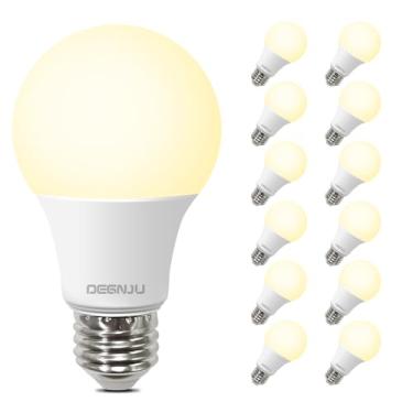 Imagem de DEGNJU Lâmpadas Led A19, Equivalente A 60 Watts, 2700K, Branco Quente, 800 Lúmens, 8,5 W, Iluminação Não Regulável, Base E26, Irc 80+, Vida Útil De Mais De 15.000 Horas, Pacote Com 12