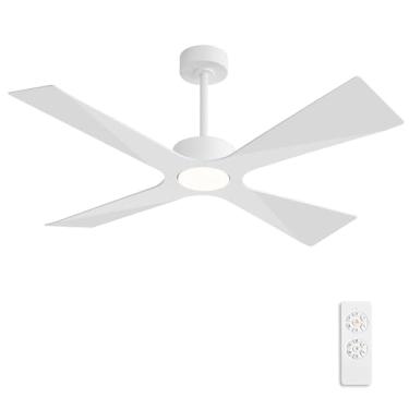 Imagem de WINGBO Ventilador De Teto Externo De 64" Com Classificação De Umidade E Luzes, 4 Pás De Plástico Abs, Motor Cc Reversível, Controle Remoto De 6 Velocidades, 3 Cct, Ventilador De Teto À Prova D'Água
