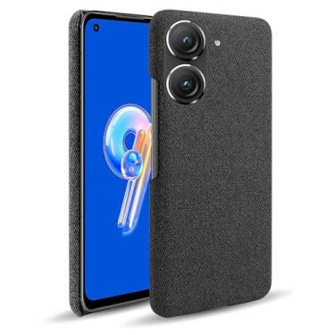Imagem de Capa para ASUS Zenfone 9,Capa desenhada em lona,Case Protetora Ultrafina com Empunhadura Macia,Design em Tecido Antichoque e Antiarranhões-Black