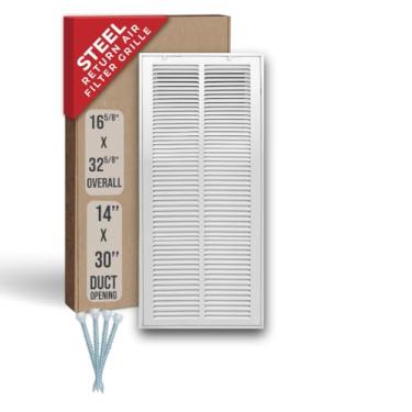 Imagem de Serve para abertura de duto de 35 x 76 cm | Grade de filtro de ar de retorno de aço da Handua [porta removível] para filtros de 2,5 cm | Grelha de cobertura de ventilação | Branca | Grade de entrada