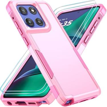 Imagem de PhuLok Capa compatível com Motorola Moto G Stylus 5G 2025 com protetor de tela HD, resistente, resistente, à prova de choque, proteção de grau militar, rosa