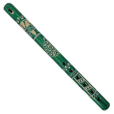 Imagem de Mia Jewel Shop - Flauta de madeira de bambu colorida feita à mão | Padrão de natureza tribal | Gravador nativo para iniciantes, amantes de meditação e música (azul-petróleo)