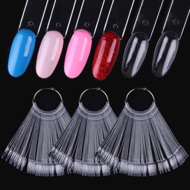 Imagem de SUTOKAKA 150 Palitos Para Amostra De Unha Com Anel, Esmalte Oval Transparente Para Arte Em Unhas, Pontas De Prática, Palitos De Amostra De Unha Postiça De Acrílico, Suprimentos Para Manicure E Pedic