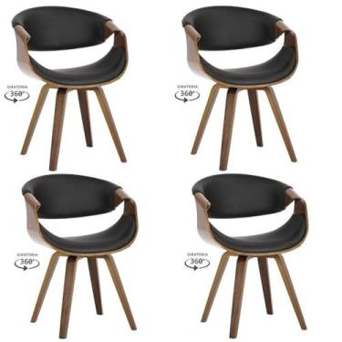 Imagem de Kit com 4 Cadeiras Nicole Giratória para Sala de Jantar Preto