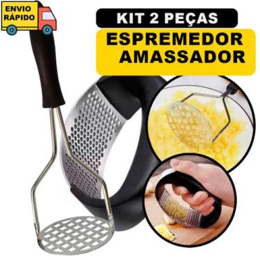 Imagem de Kit 2 Peças Um Amassador De Batatas Legumes Alimentos E Um Espremedor 