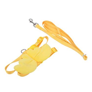 Imagem de Pssopp Arnês de pato e chumbo ajustável para caminhada de frango respirável colete para treinamento de galinha de pato (amarelo M)