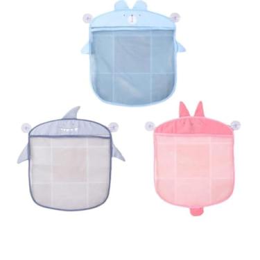 Imagem de Organizador de Brinquedos Prático Banho Infantil Urso Grande Rede Malha Grande com Ventosas Banheiro Sempre Organizado Banho Sem Bagunça e Alegre Cor (Rosa)