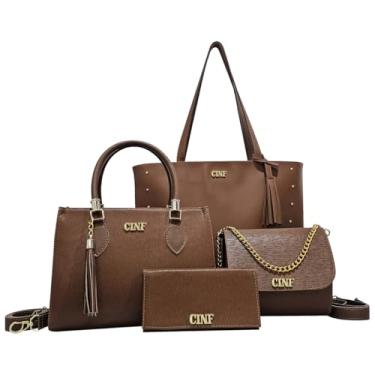 Imagem de Kit Bolsa Feminina Sacola Grande + Bolsa Média + Tira Colo + Carteira (Caramelo)