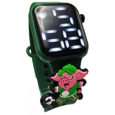 Imagem de Relógio Infantil Digital Porquinho Palmeiras LED Verde - Smactudo