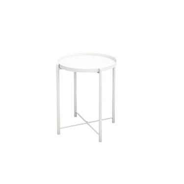 Imagem de Mesa lateral redonda elegante - perfeita para espaços modernos (mesa de centro pequena de camada única branca)