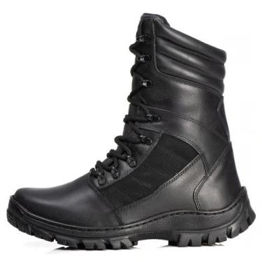 Imagem de Bota Coturno Militar Acero Couro Bovino Modelo Smith Preto Cano Alto -