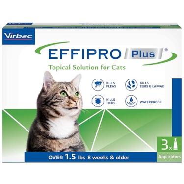 Imagem de Virbac Solução tópica Effipro Plus para gatos, fornecimento de 3 meses, produto não expira, não perecível