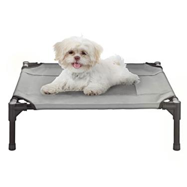 Imagem de PETMAKER Cama elevada para cães – Cama portátil de 62 x 47 cm para animais de estimação com pés antiderrapantes – Cama para cães ou filhotes de cachorro para animais de estimação de até 11 kg (cinza)