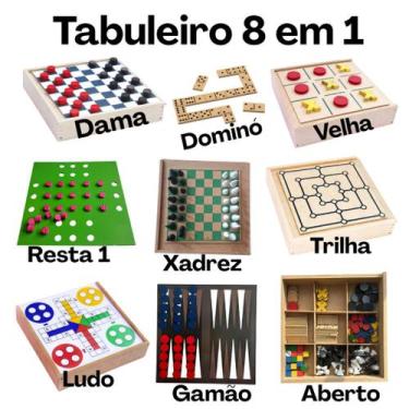 Imagem de Jogo de Tabuleiro 8 em 1 Inclui Dama, Dominó, Ludo, Trilha, Jogo da Ve