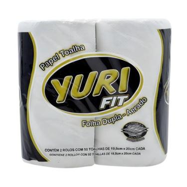 Imagem de Papel Toalha Yuri Fit Folha Dupla Aerado 20x20cm 32 Rolos 16 Pacotes 2