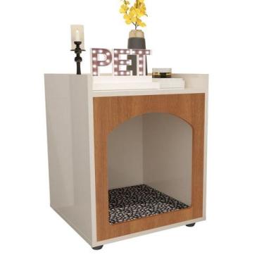 Imagem de Mesa de Cabeceira Pet Quarto Casinha de Cachorro/Gato Off White Freijo