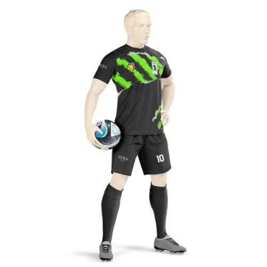 Imagem de Uniforme Esportivo Completo Com Camiseta e Shorts DryFit Preto/ Verde 