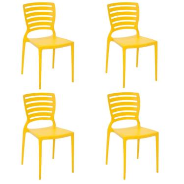 Imagem de Cadeira Sofia Amarela Polipropileno e Fibra de Vidro 4un - Tramontina 92237/000