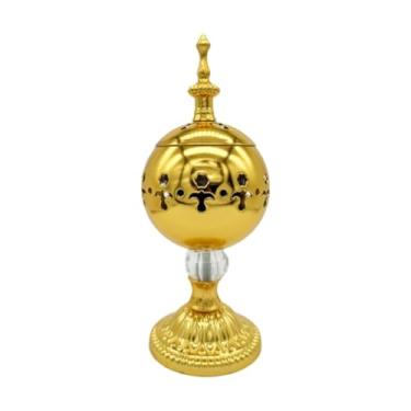 Imagem de Wswqop Queimador de incenso elétrico de mesa, suporte para queimador árabe de olíbano elétrico para meditação e ioga, Ouro