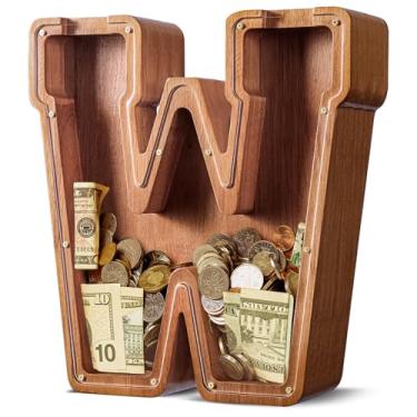 Imagem de ELX Cofrinho extra grande de madeira de 30,5 cm para crianças, cofrinho personalizado, caixa econômica segura e durável para crianças, presente para meninos e meninas (30,5 cm L)