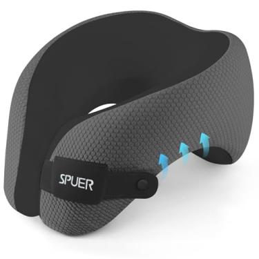 Imagem de Travesseiro ergonômico 2 em 1 de espuma viscoelástica para viagem – Travesseiro de viagem para todas as posições de sono em voos, viagens rodoviárias e viagens de longa distância com bolsa de cordão