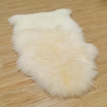 Imagem de Kopal Sheepskin Rug 2x3 ft Genuine Australian Lambskin Area Rug for Bedroom Living Room Kid's Room, Super Soft and Fluffy, Single Pelt - White/Ivory