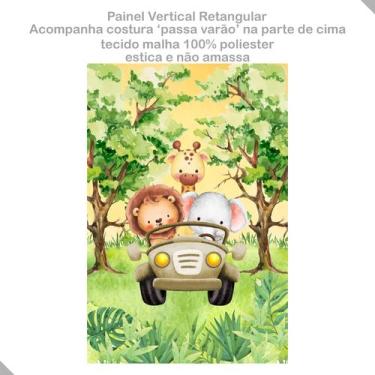 Imagem de Painel Festa Vertical em Tecido Casadinho Animais Safari Folhagens Aqu