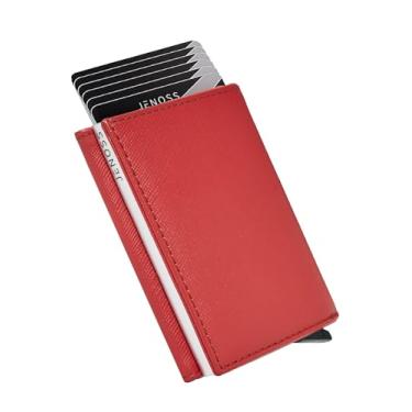 Imagem de Carteira inteligente Jarvis para homens: couro de flor integral, feita à mão, capa cinza pop-up de metal, suporte fino com bloqueio de RFID, minimalista, compacta - organizadores de cartões de 9 a 14