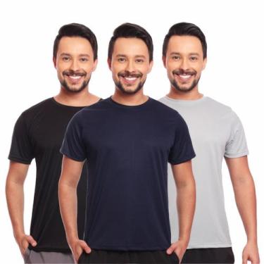 Imagem de Kit 3 Camisas Masculina Manga Curta Dry Fit Proteção Uv - Brás e Cia, 