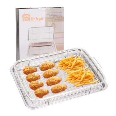 Imagem de Cesta de fritadeira a ar, frigideira de aço inoxidável, antiaderente, para forno, lavável na lava-louças (39,6 cm x 29,5 cm)